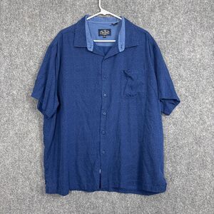 Nat Nast Camp Shirt Mens Size XXL Blue Silk Blend Casual Workwear